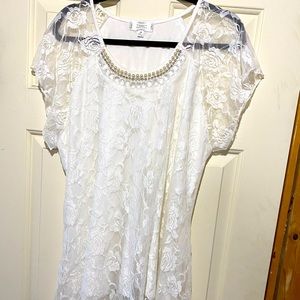 Beautiful White Lace and Pearl wedding? Shirt